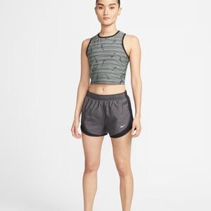 Nike Women's DRI-FIT Tempo Running Shorts Heather Gray Blk Size S